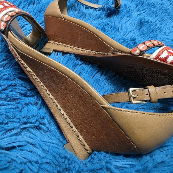Tory Burch Womens Open Toe Wedge Sandals Size 7 - Picture 6 of 11